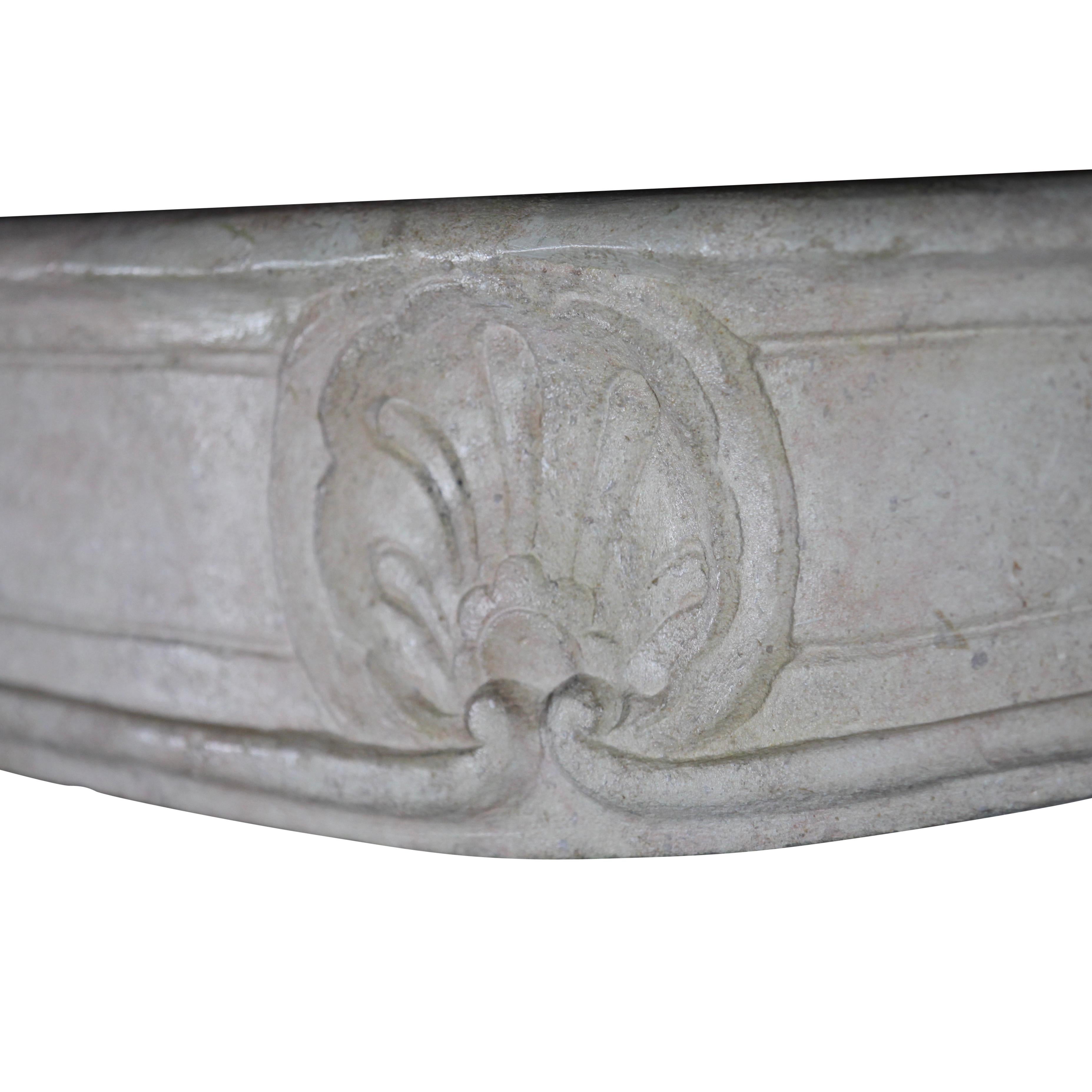 Classic French Louis XV Period Fireplace Surround in Limestone For Sale 3