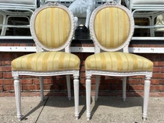 Classic French Louis XVI Side Chairs, a Pair