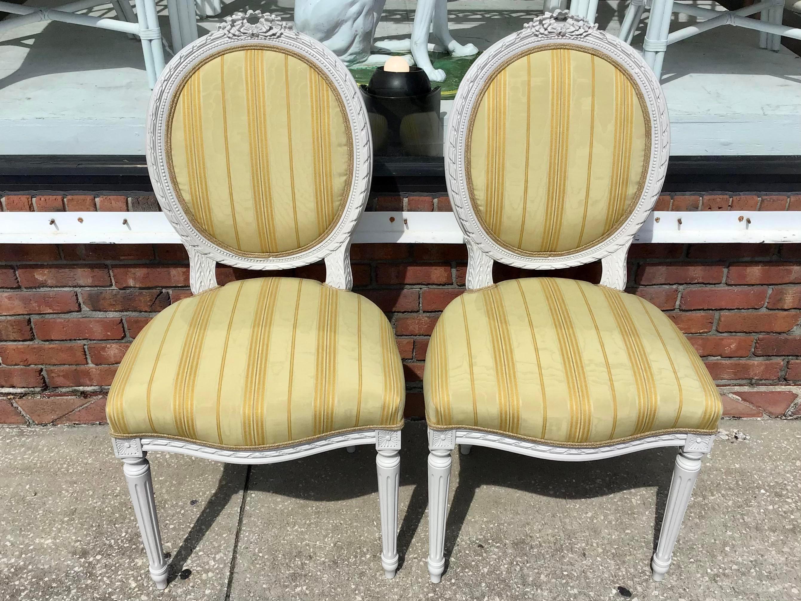 19th Century Classic French Louis XVI Side Chairs, a Pair For Sale