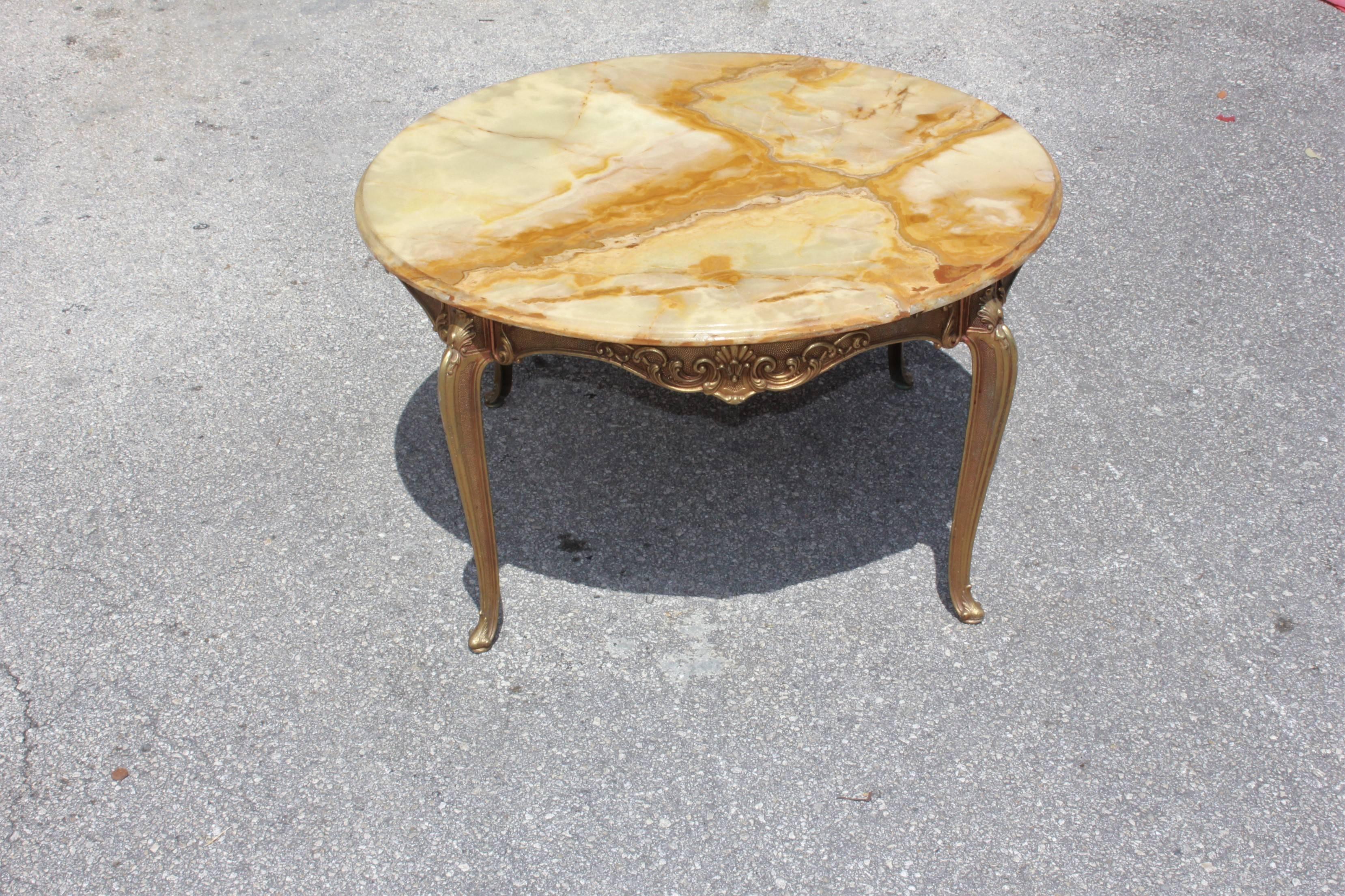 Art Deco Classic French Maison Jansen Round Coffee or Cocktail Bronze Table, circa 1940s