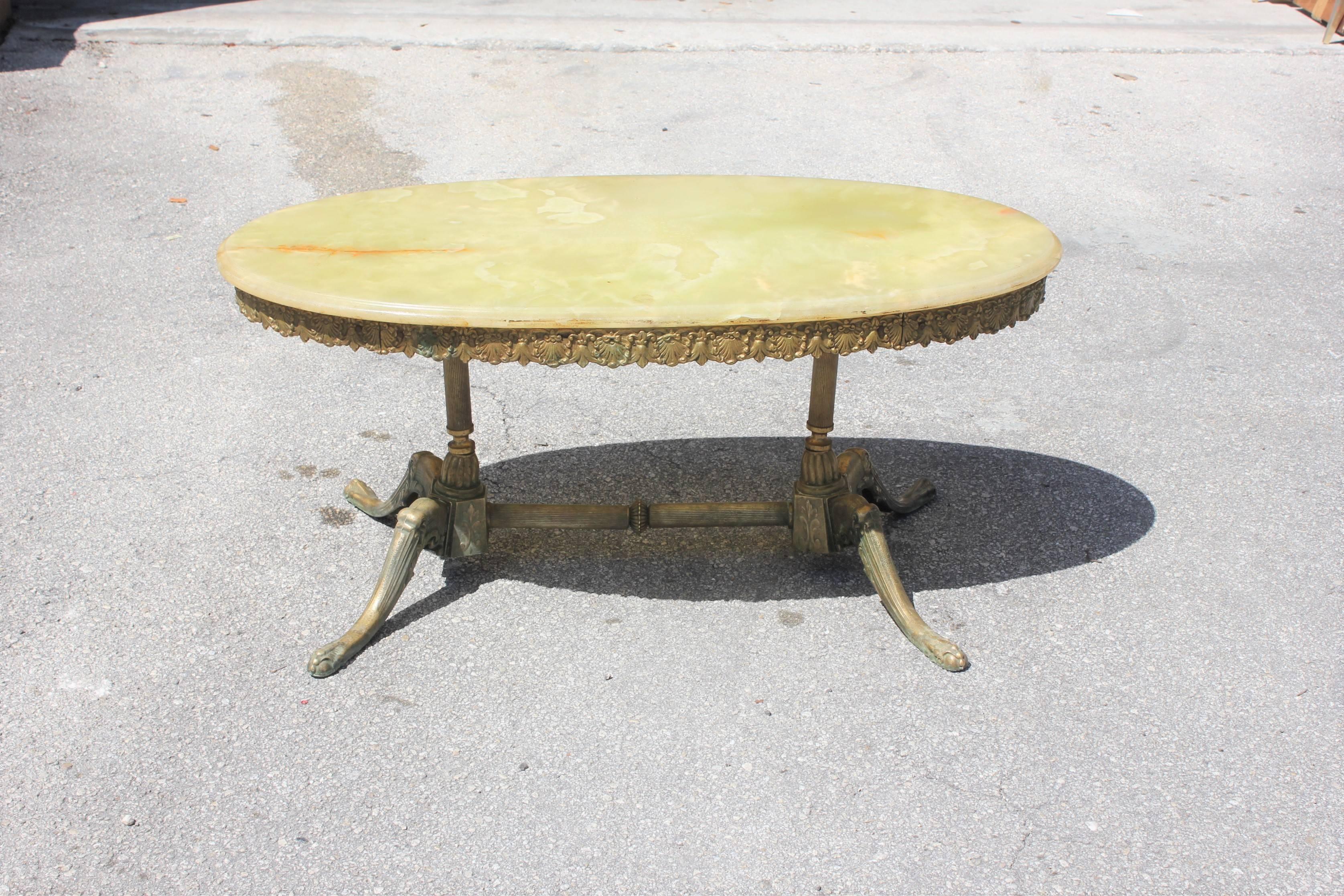 Classic French Maison Jansen Style Coffee or Cocktail Bronze Table, circa 1940s In Excellent Condition For Sale In Hialeah, FL