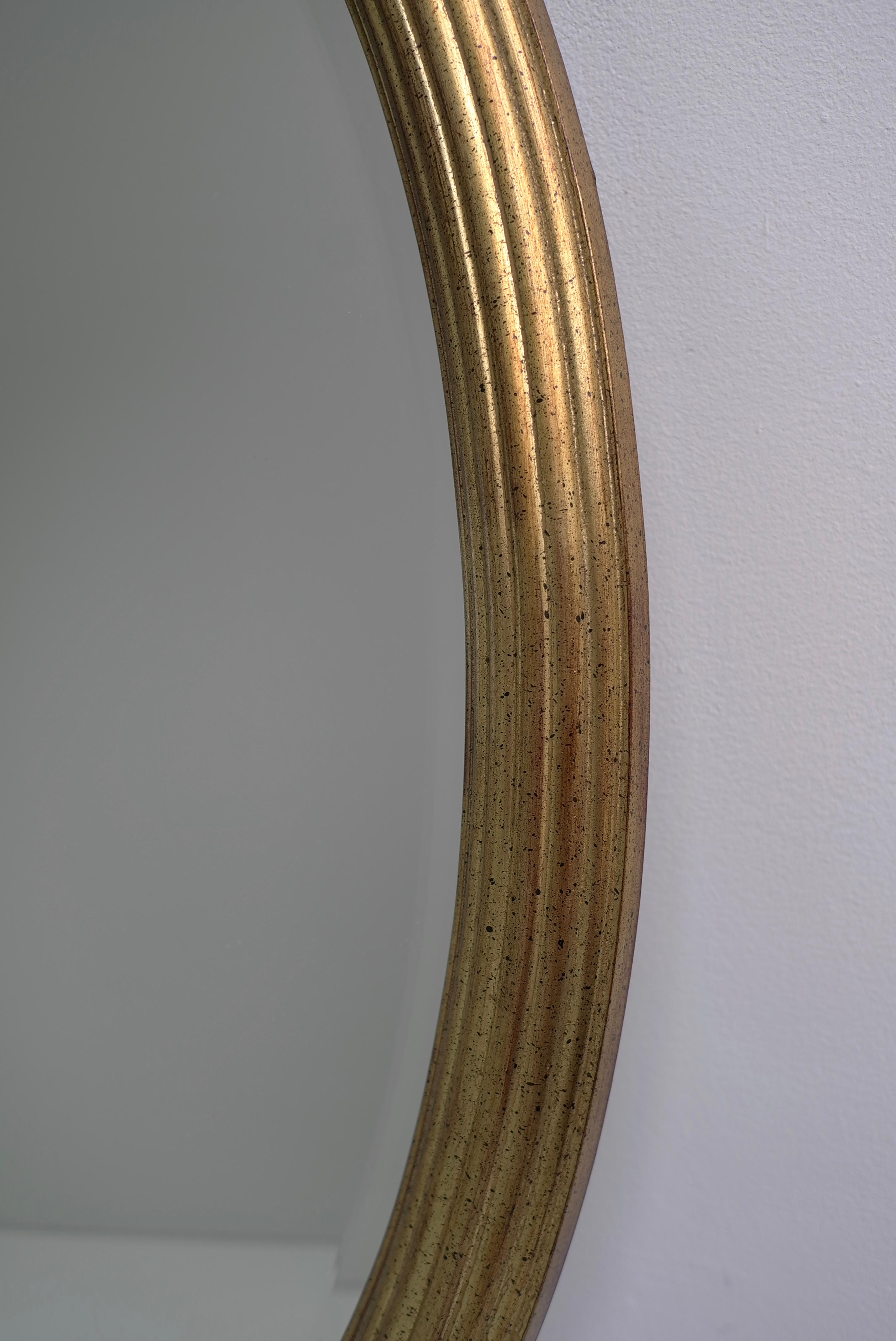 European Classic French Oval Mirror in Gold Color, 1960s