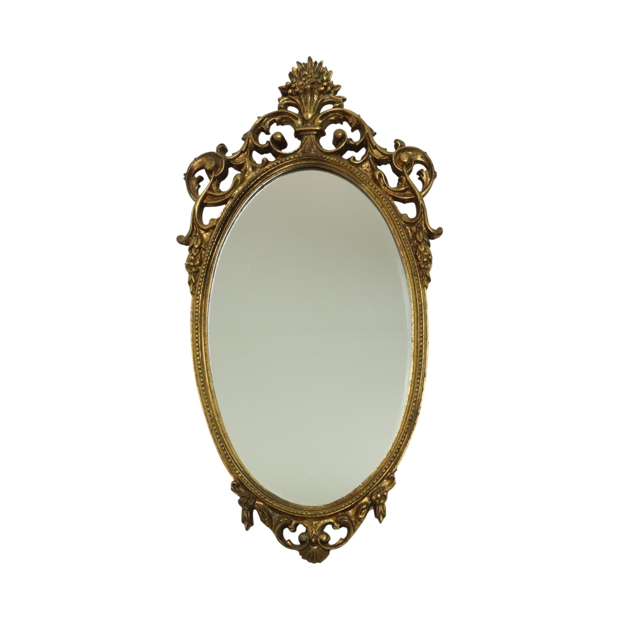 Classic French Rococo Baroque Style Mirror Gold Resin 70cm (Französisch) im Angebot