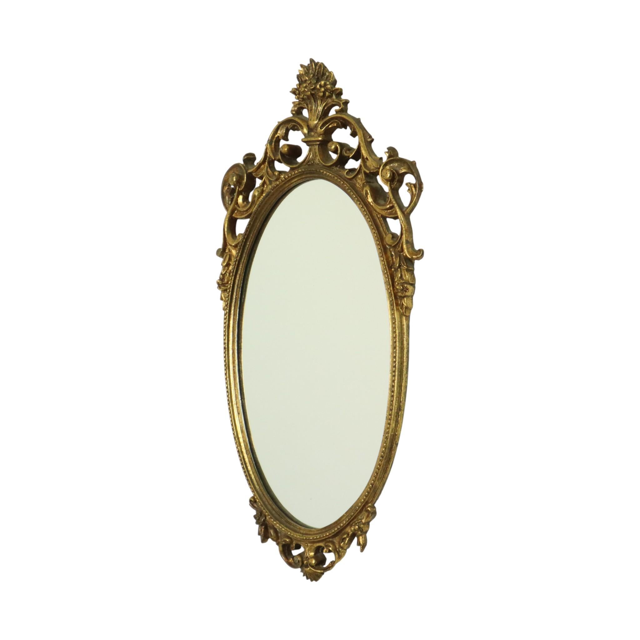 Classic French Rococo Baroque Style Mirror Gold Resin 70cm im Zustand „Gut“ im Angebot in Poperinge, BE