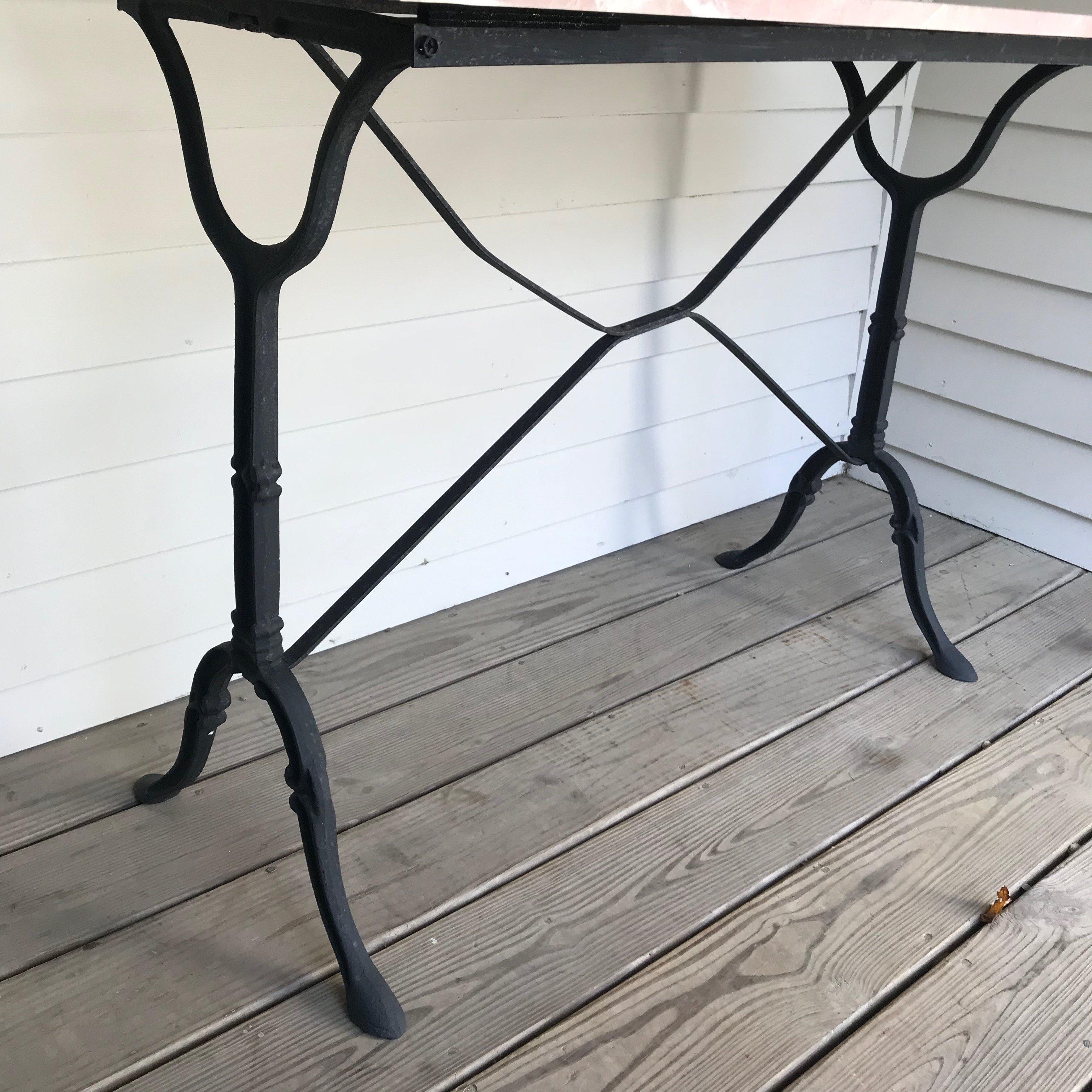 Classic French Rouge Marble Top Cafe Table with Iron Base 6
