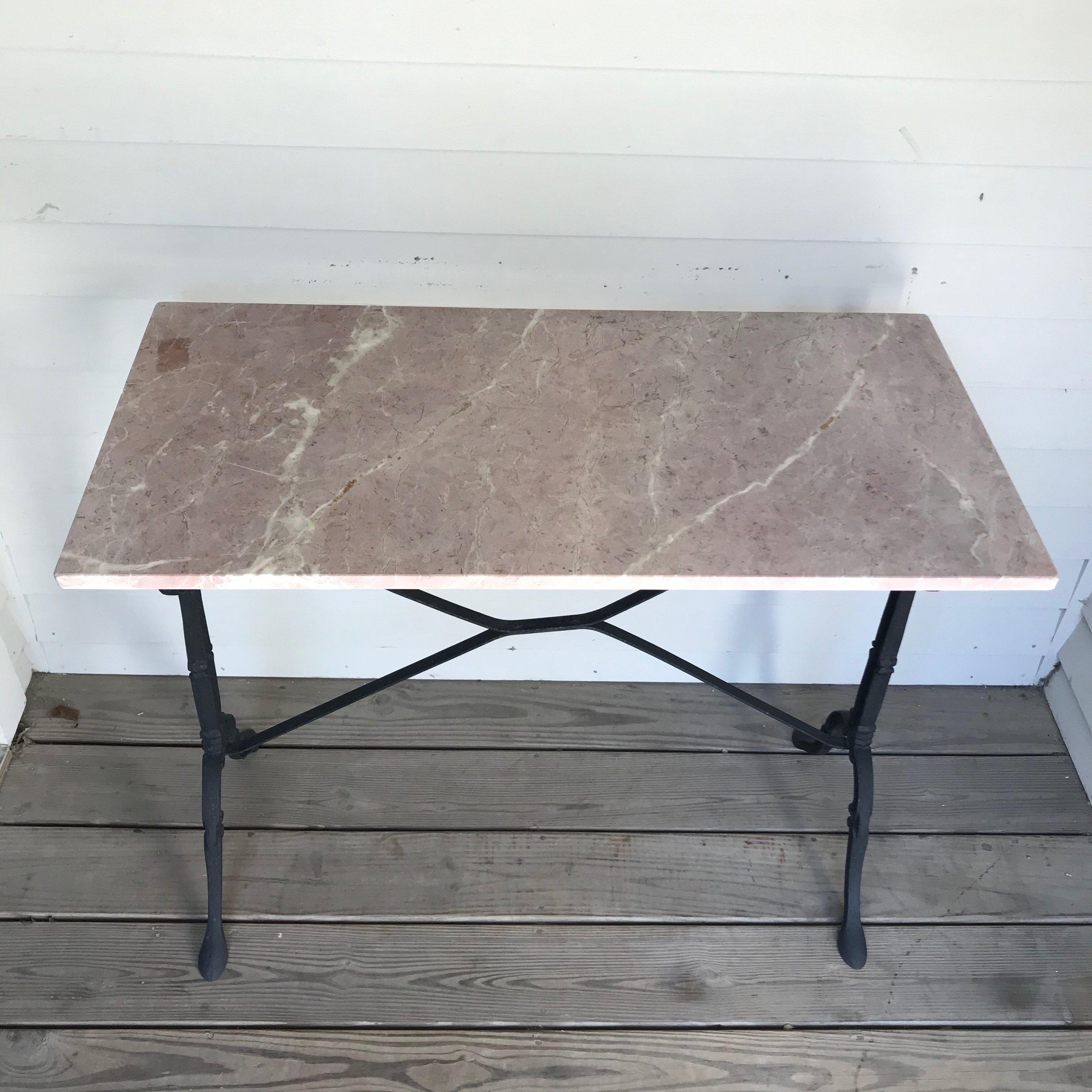 Classic French Rouge Marble Top Cafe Table with Iron Base In Good Condition In Hopewell, NJ