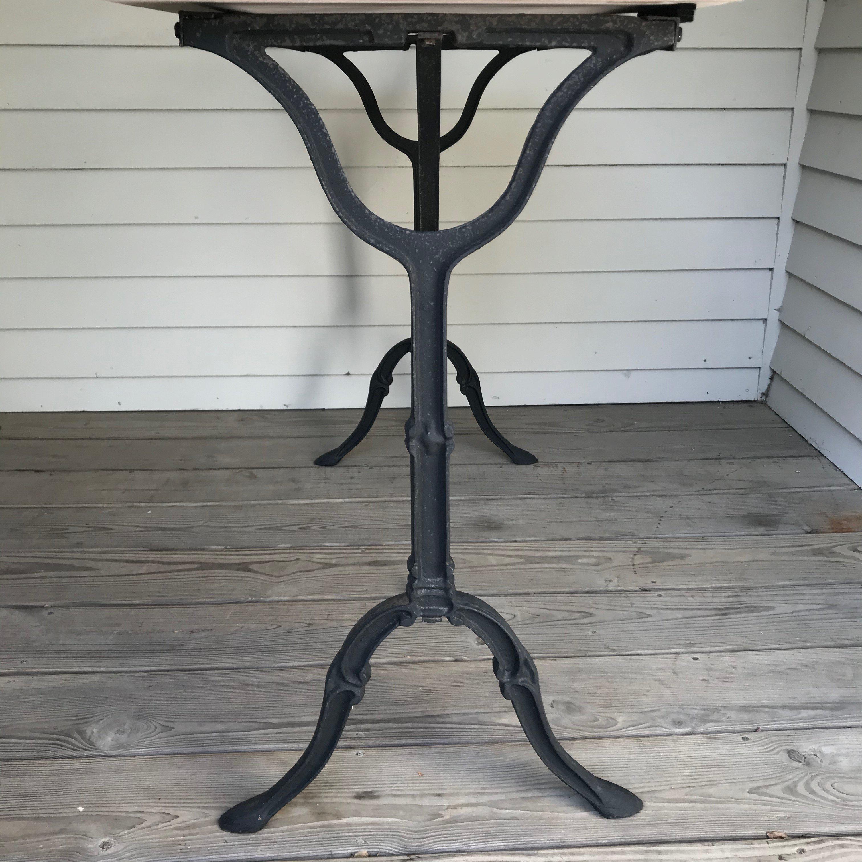 Classic French Rouge Marble Top Cafe Table with Iron Base 4