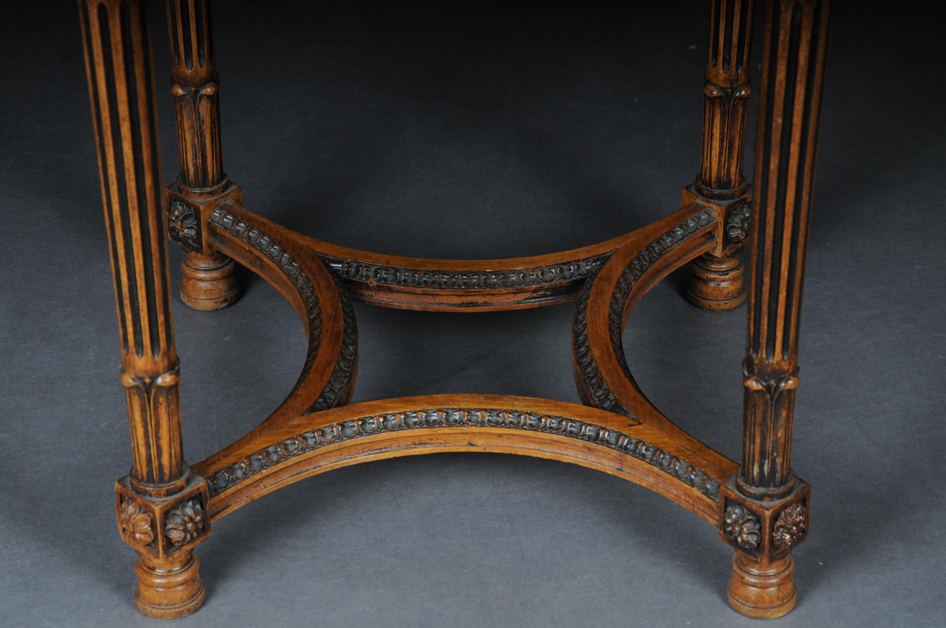 Hand-Carved Classic French Side Table in Louis XVI, Beechwood For Sale
