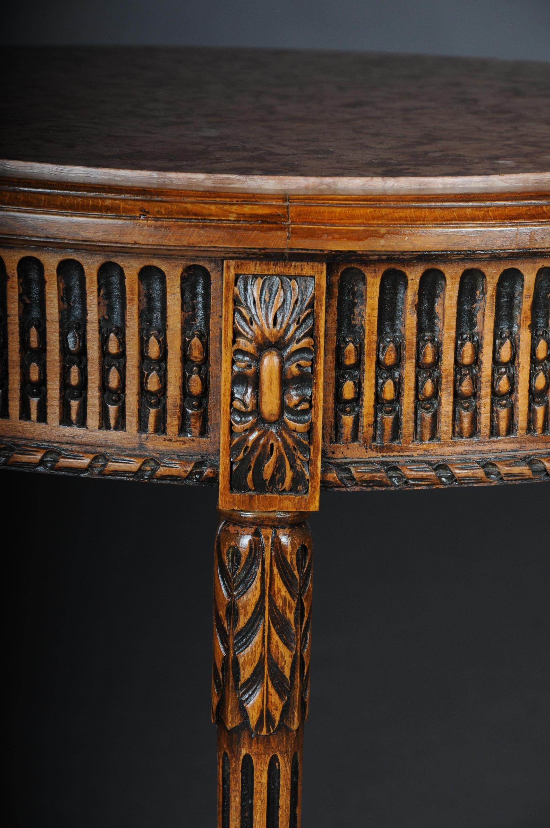 Hand-Carved Classic French Side Table in Louis XVI, Beechwood