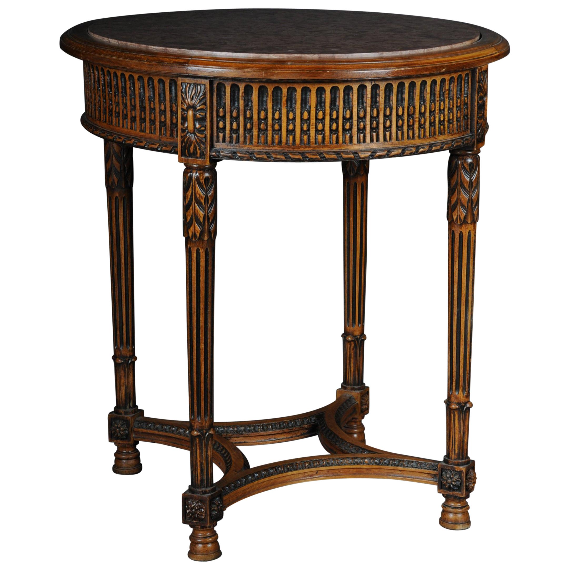 Classic French Side Table in Louis XVI, Beechwood For Sale