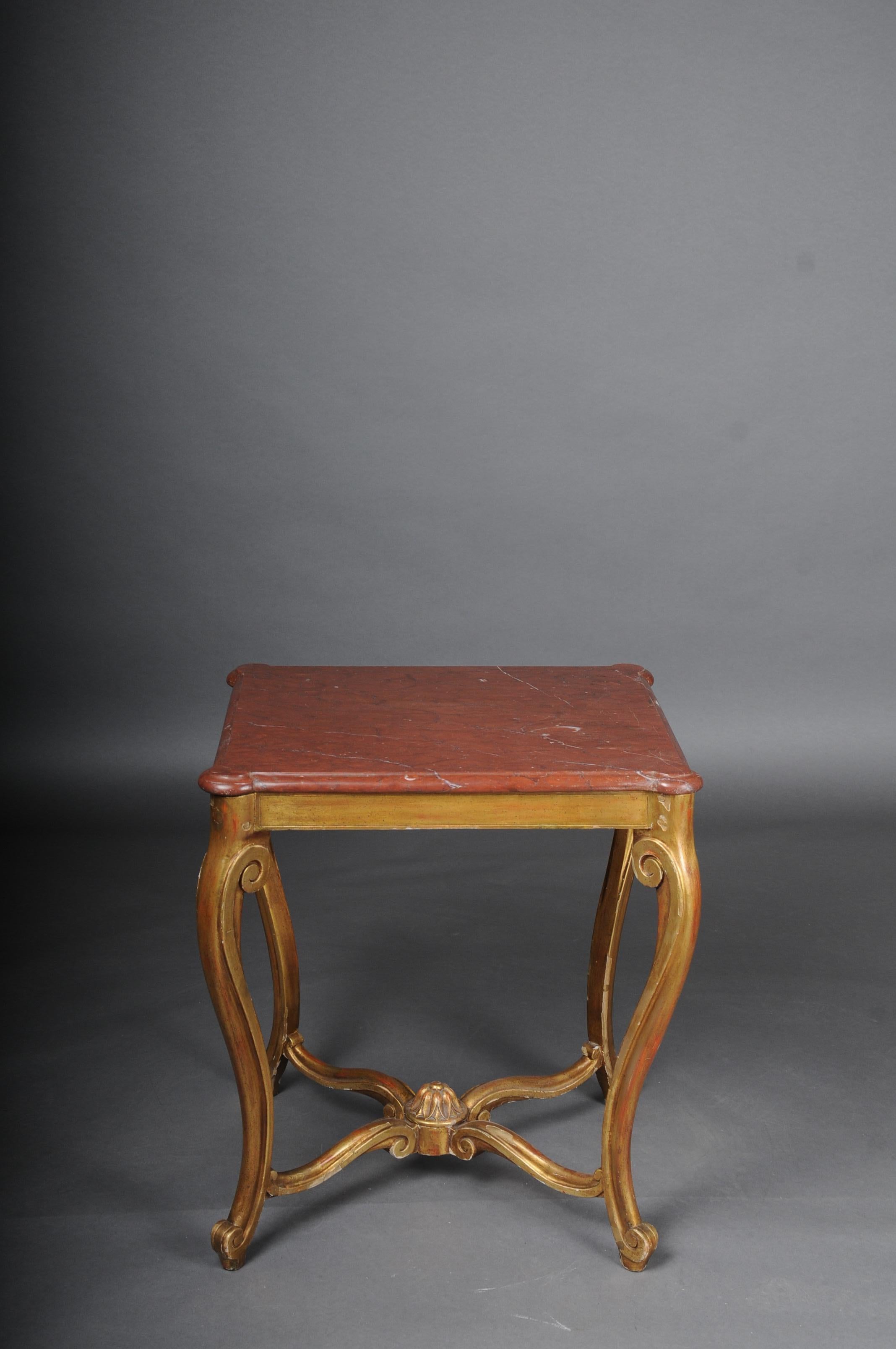 classic French side table, Louis XV, gold

Solid wood body, gilded and patented. Slightly protruding and profiled marble top
