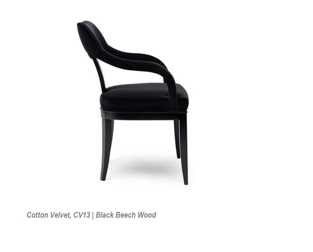 Hand-Crafted Classic French Style Dining Chair In Cotton Velvet For Sale