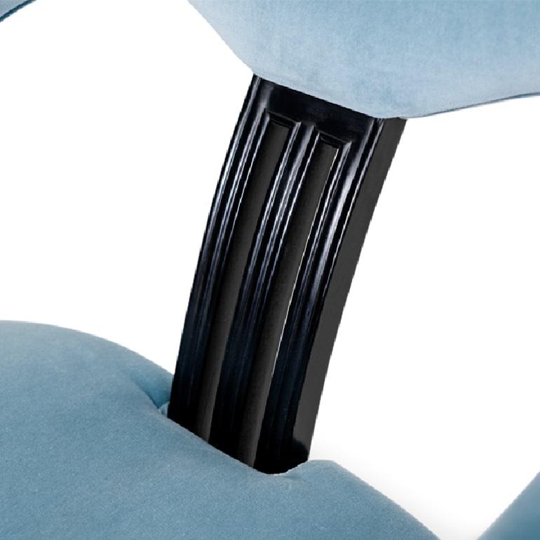 Classic French Style Dining Chair In Cotton Velvet For Sale 1