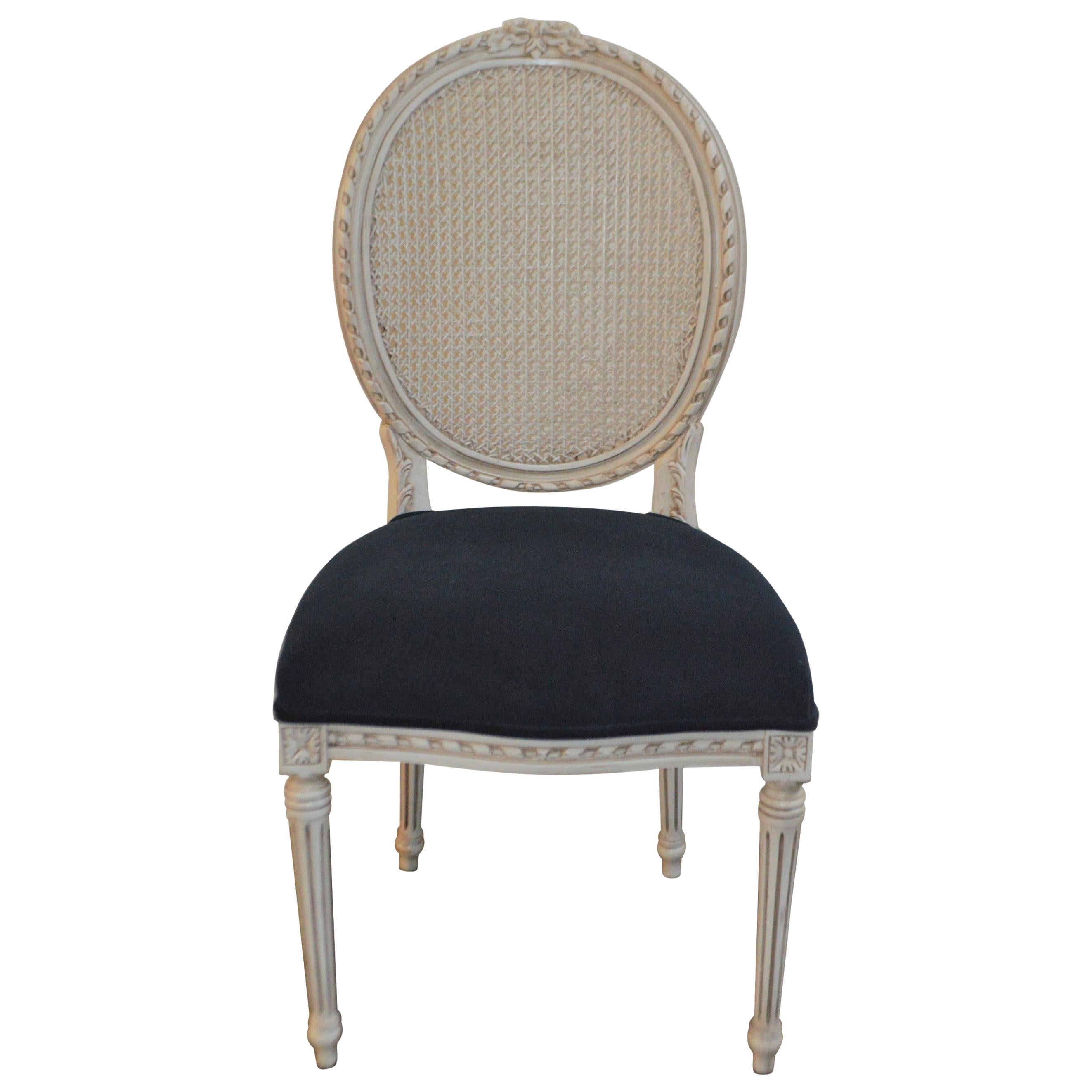Set of 12 French Cane Back Antique White Dining Chairs at 1stdibs