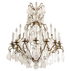 Classic French Versailles Style Austrian Crystal Chandelier in Antique Brass