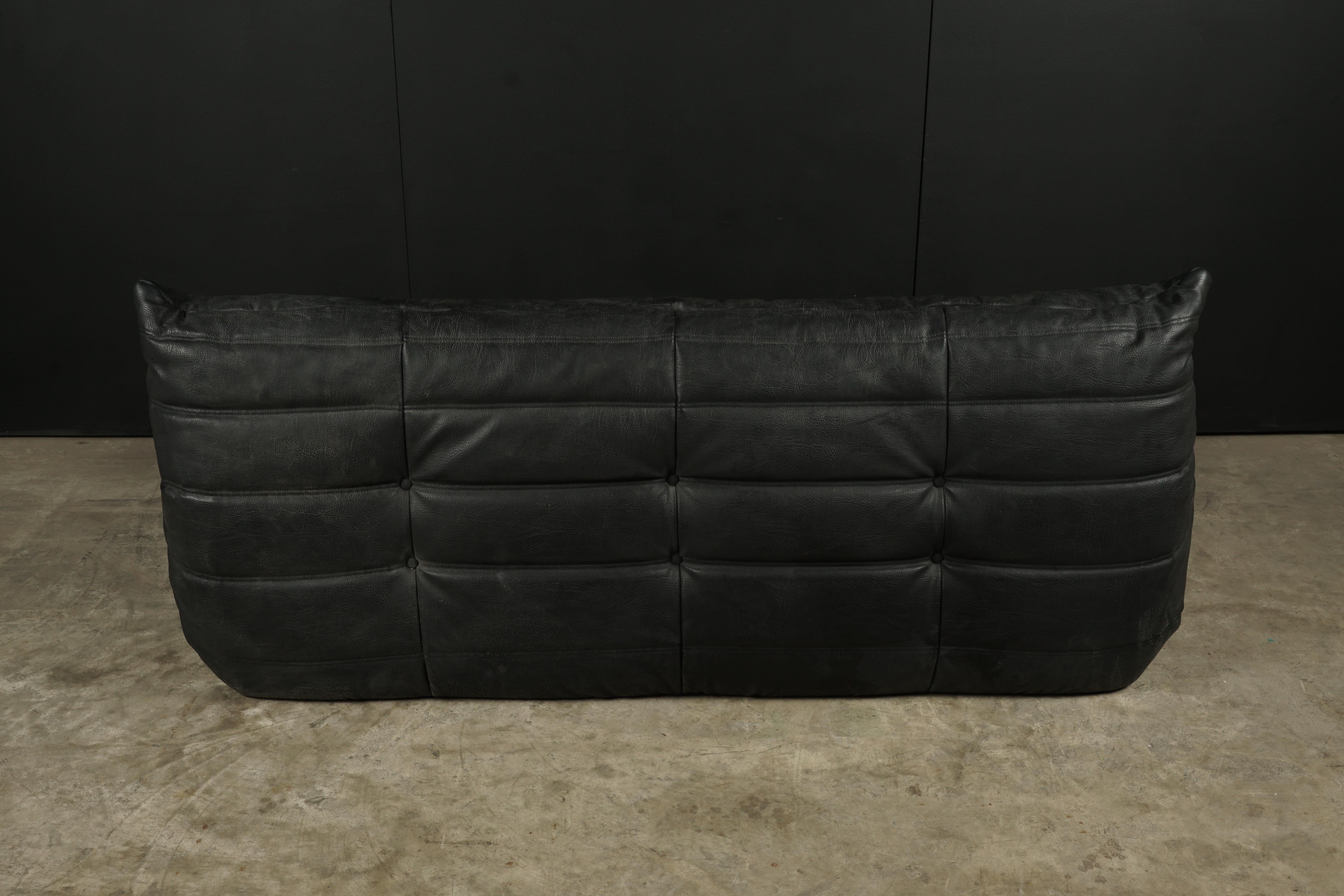 European Classic French Vintage Leather Togo Sofa by Michel Ducaroy for Ligne Roset