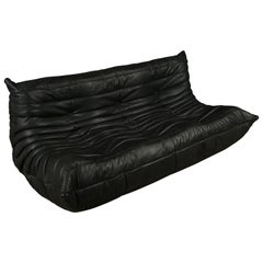 Classic French Vintage Leather Togo Sofa by Michel Ducaroy for Ligne Roset