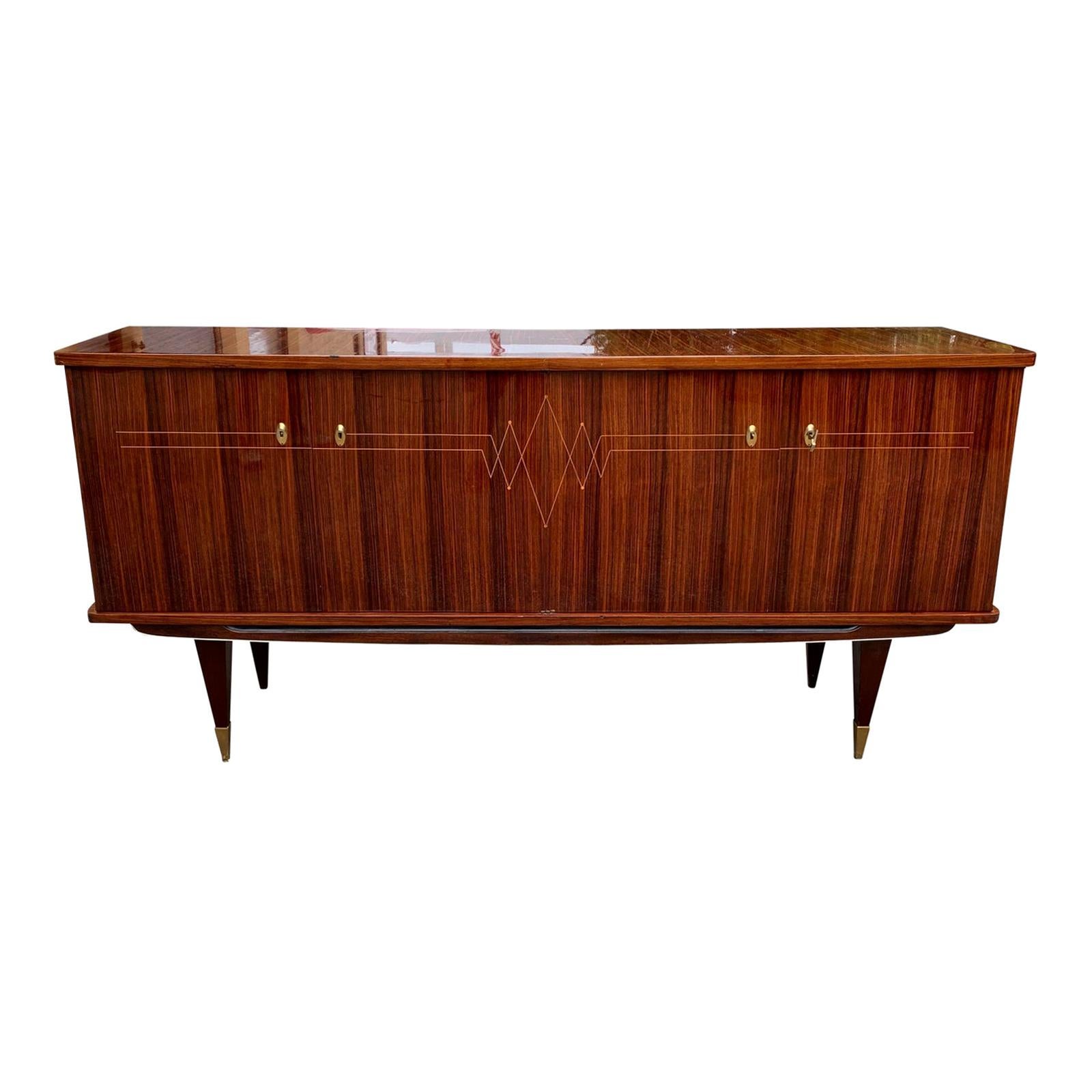 Classic French Vintage Modern Macassar Ebony Buffet or Sideboard