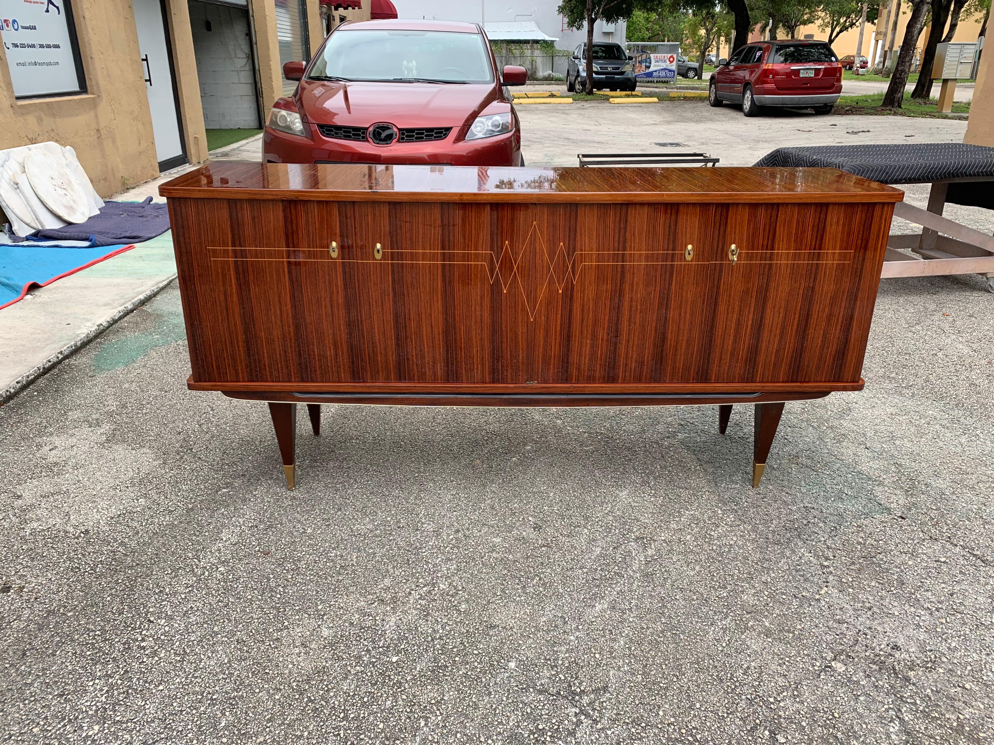 Classic French Vintage Modern Macassar Ebony Buffet or Sideboard 6