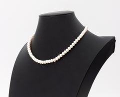 Classic Freshwater Pearl 18K Yellow Gold Sapphire and Diamond Necklace
