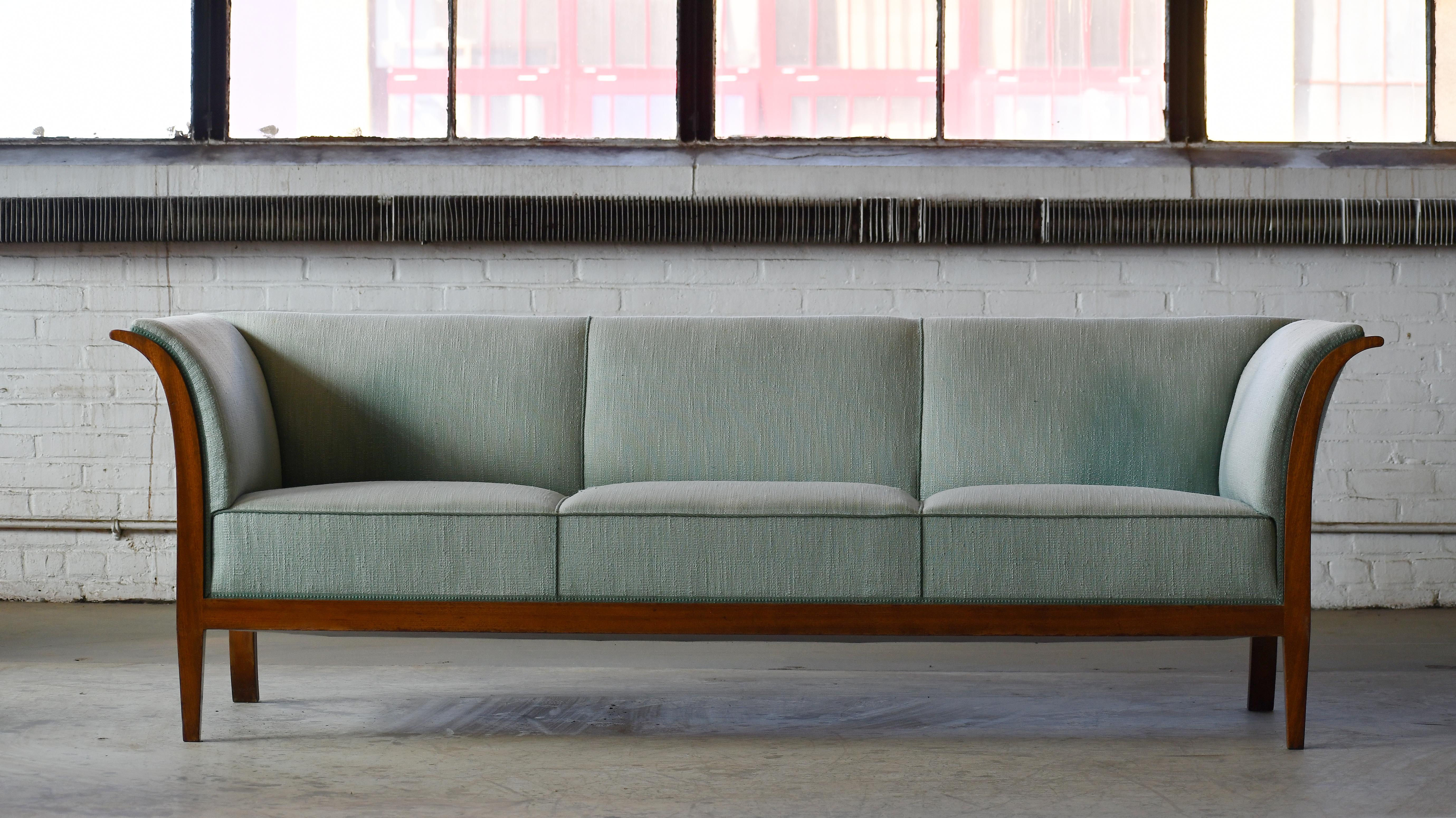 Mid-Century Modern Classic Frits Henningsen Sofa in Cuban Mahogany Danish Midcentury