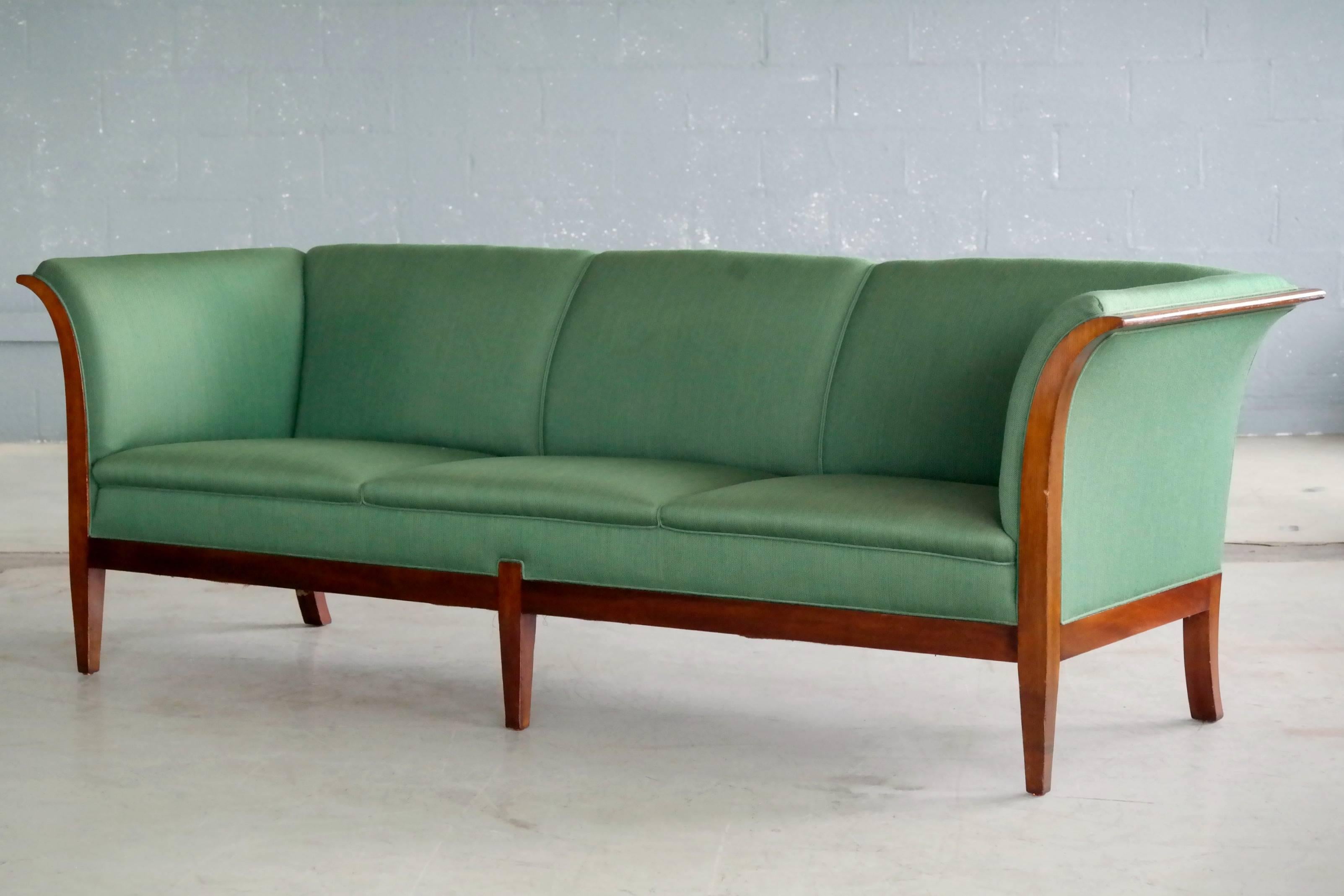 Wool Classic Frits Henningsen Sofa in Cuban Mahogany Danish Midcentury