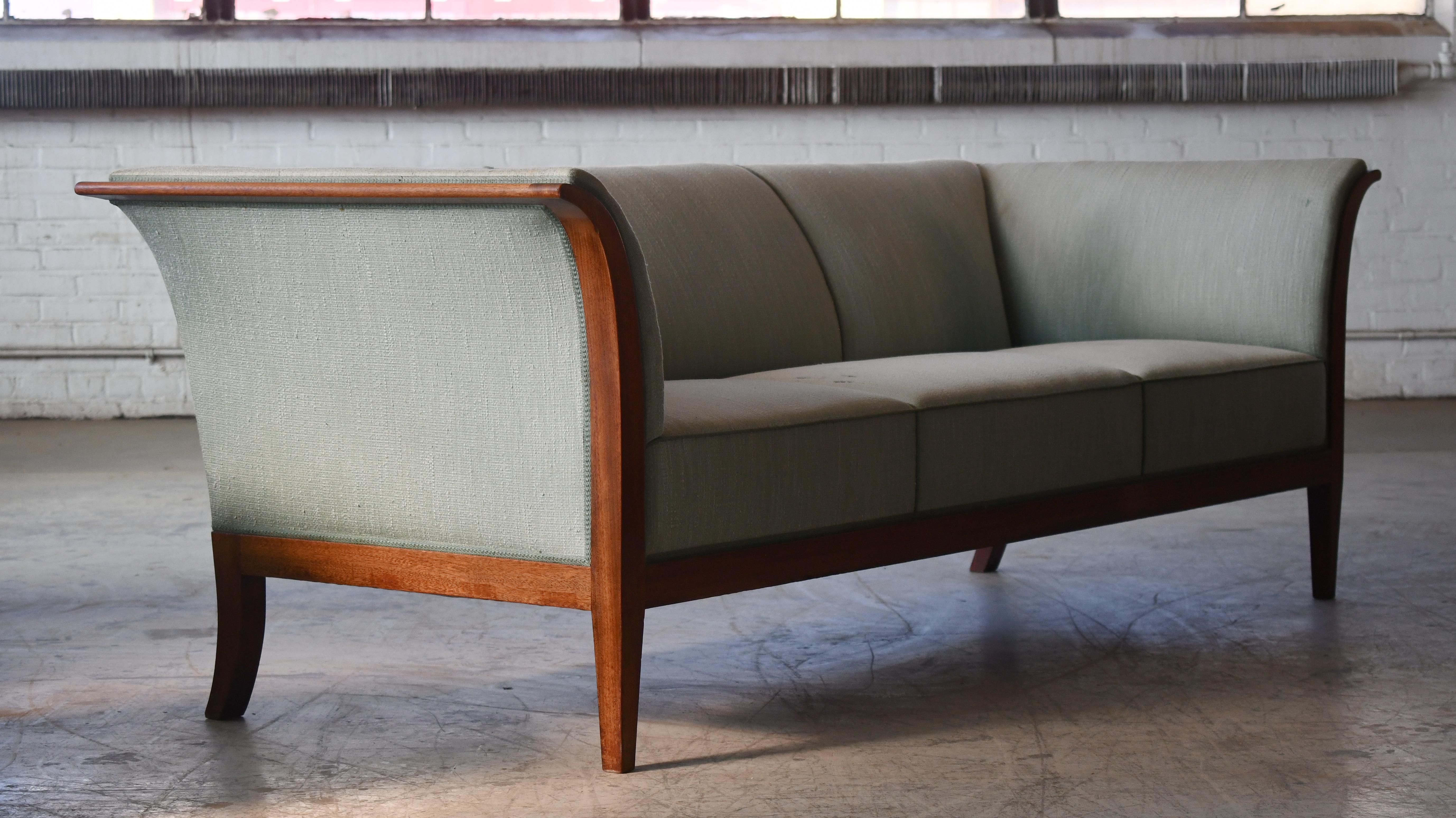Wool Classic Frits Henningsen Sofa in Cuban Mahogany Danish Midcentury