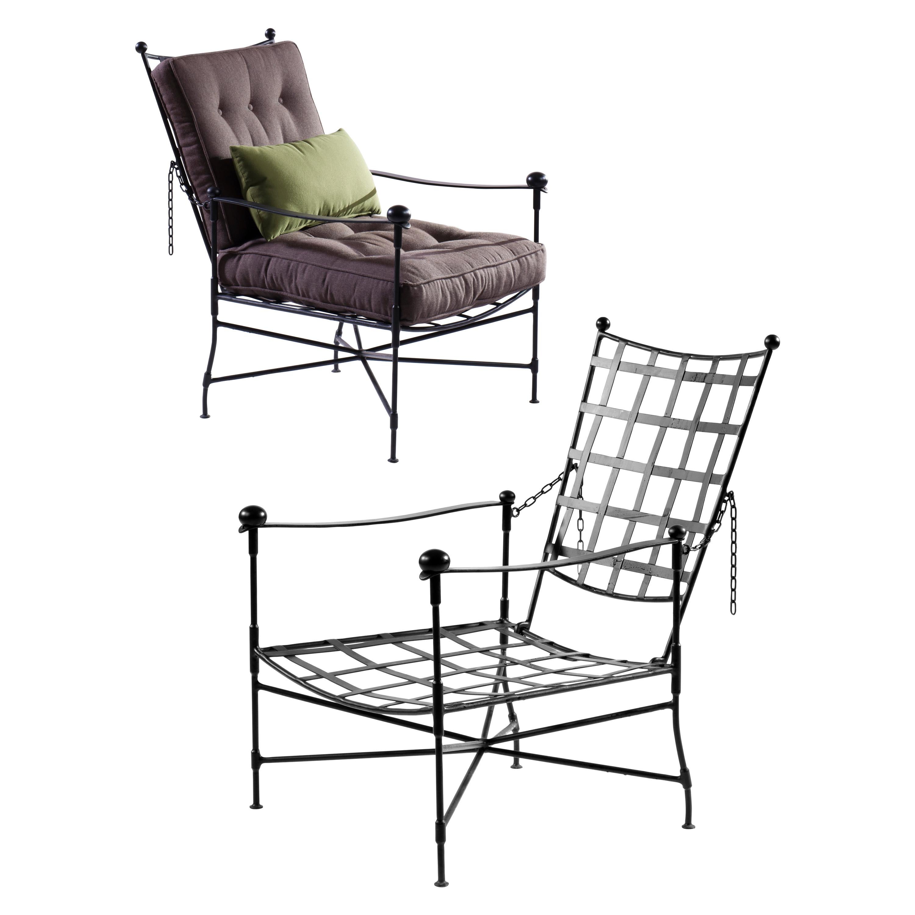 Classic Garden Armchair-Classic Steel Frame armchair with Buttoned Cushions