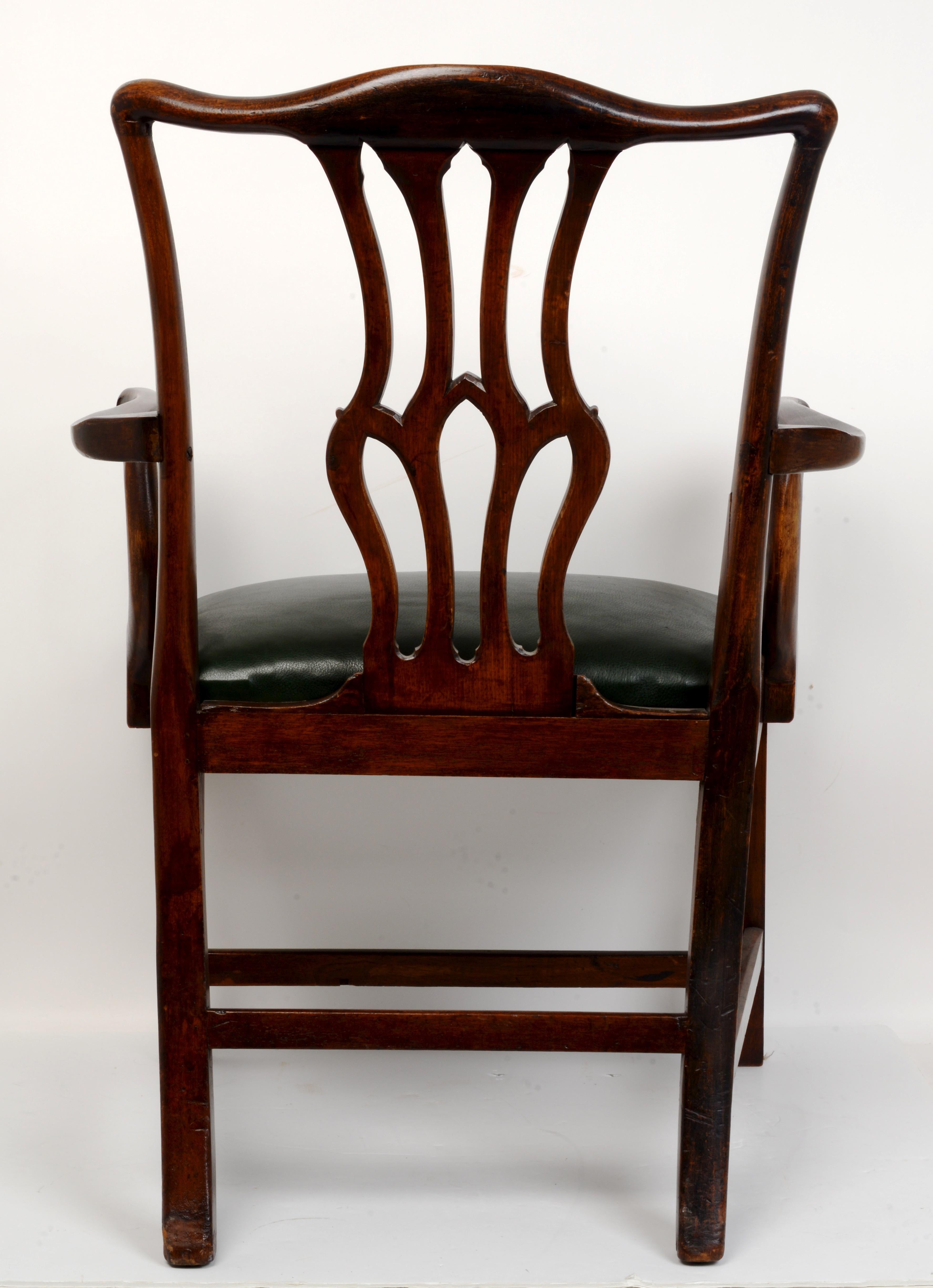 English Classic Geo III Style Open Arm Chair, 19th C For Sale