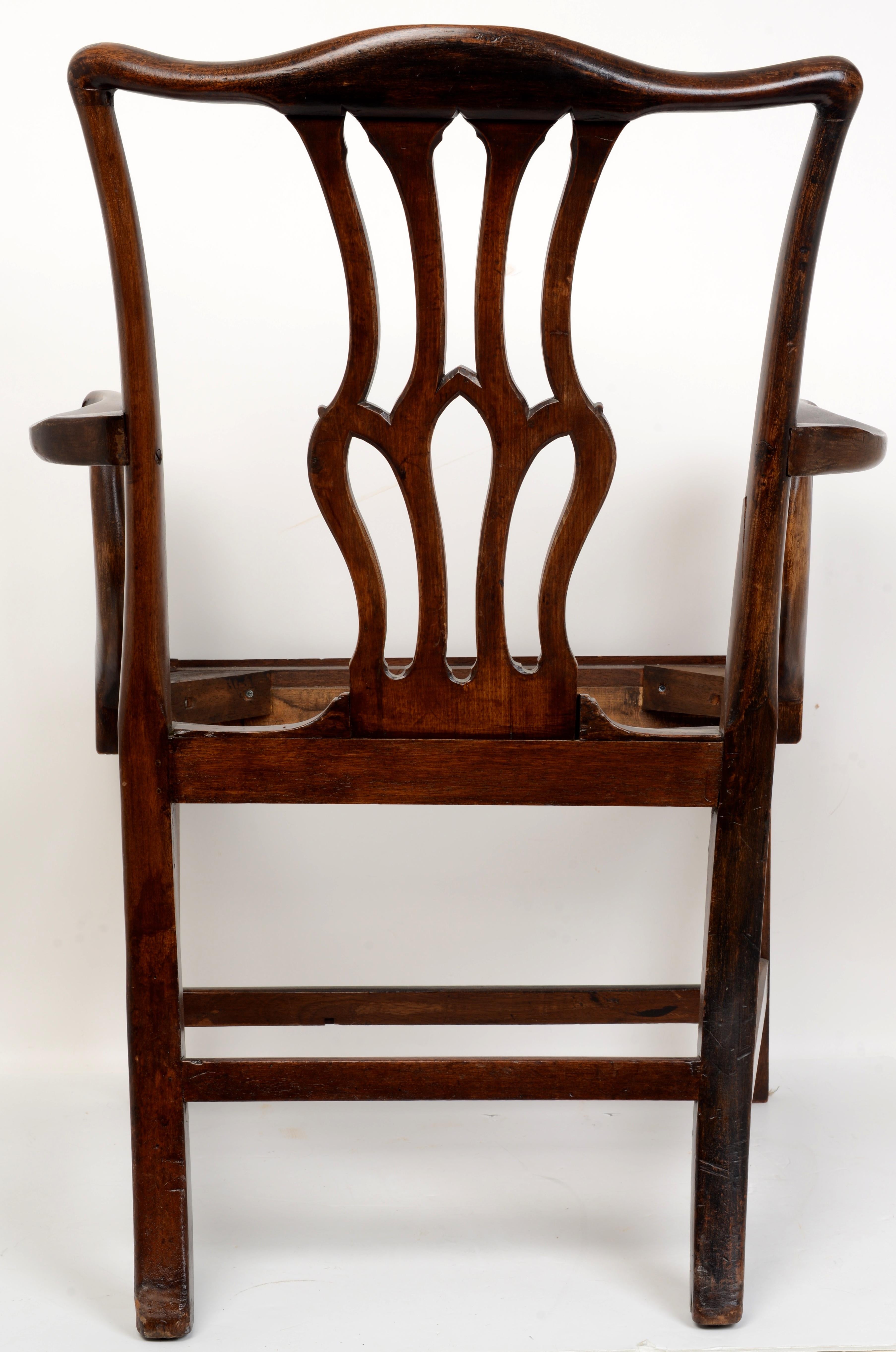 Carved Classic Geo III Style Open Arm Chair, 19th C For Sale