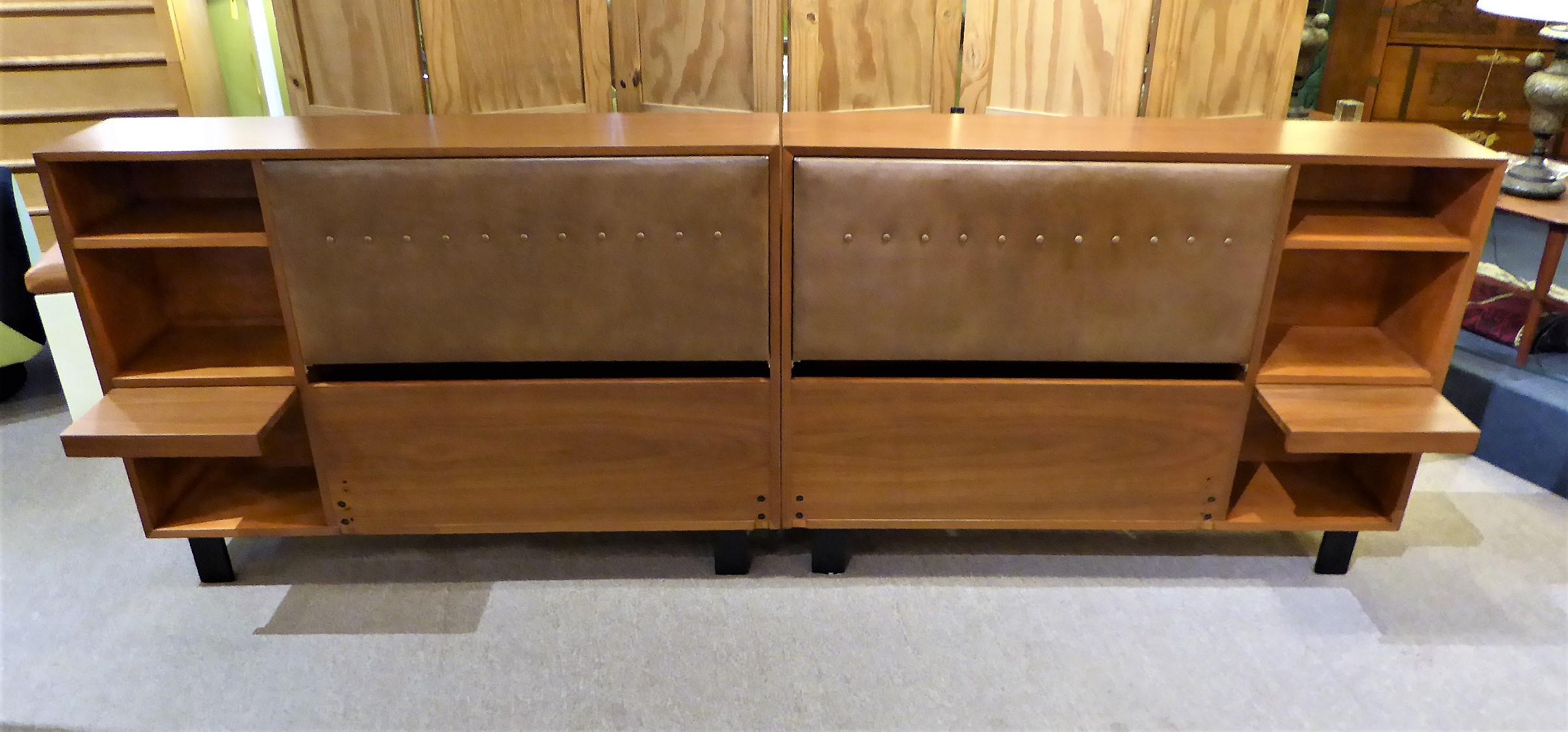 Mid-Century Modern Classic George Nelson Walnut King Headboard Cabinet