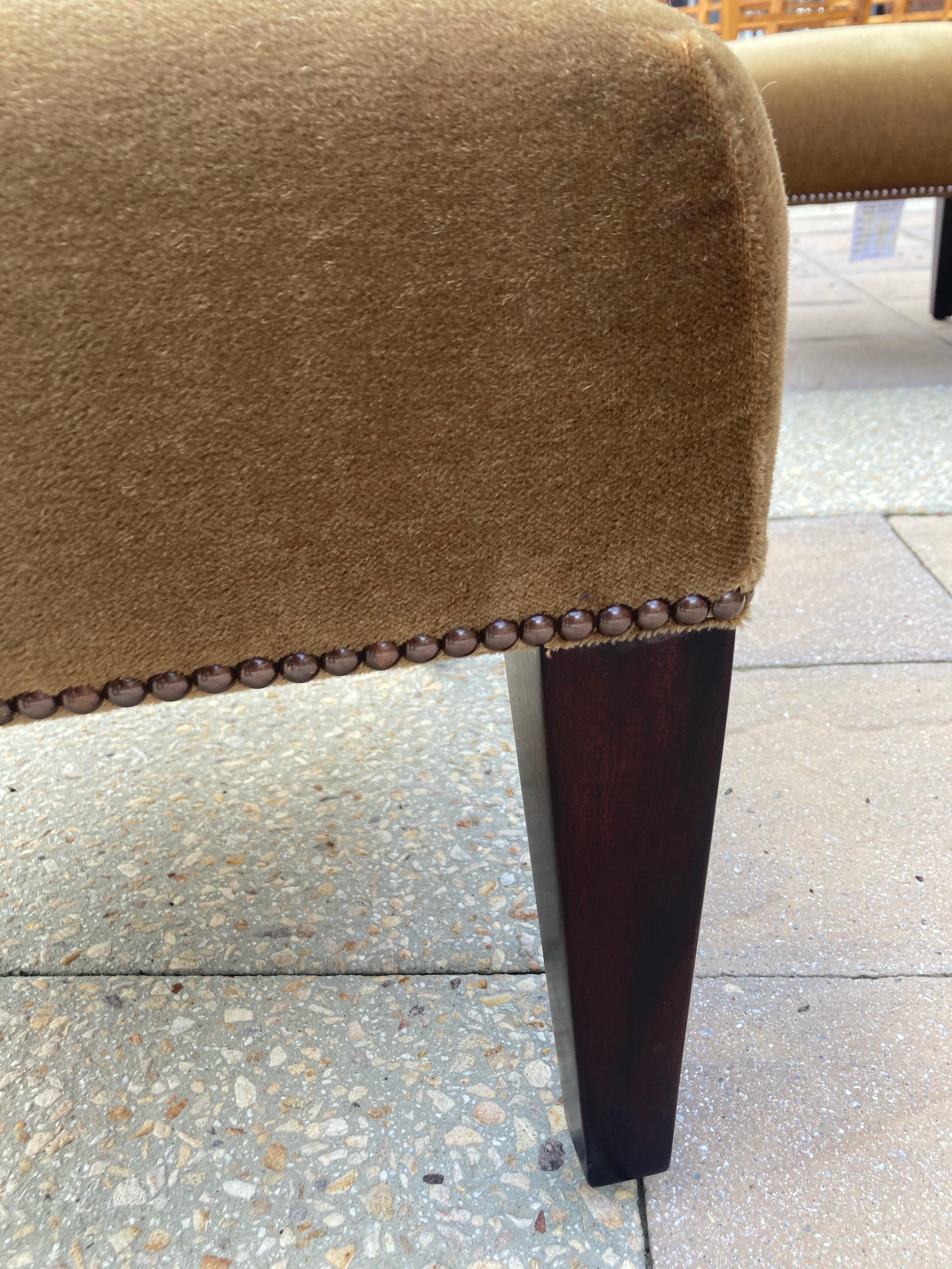 Classic George Smith Signature Scroll Arm Camel Mohair Sofa 5