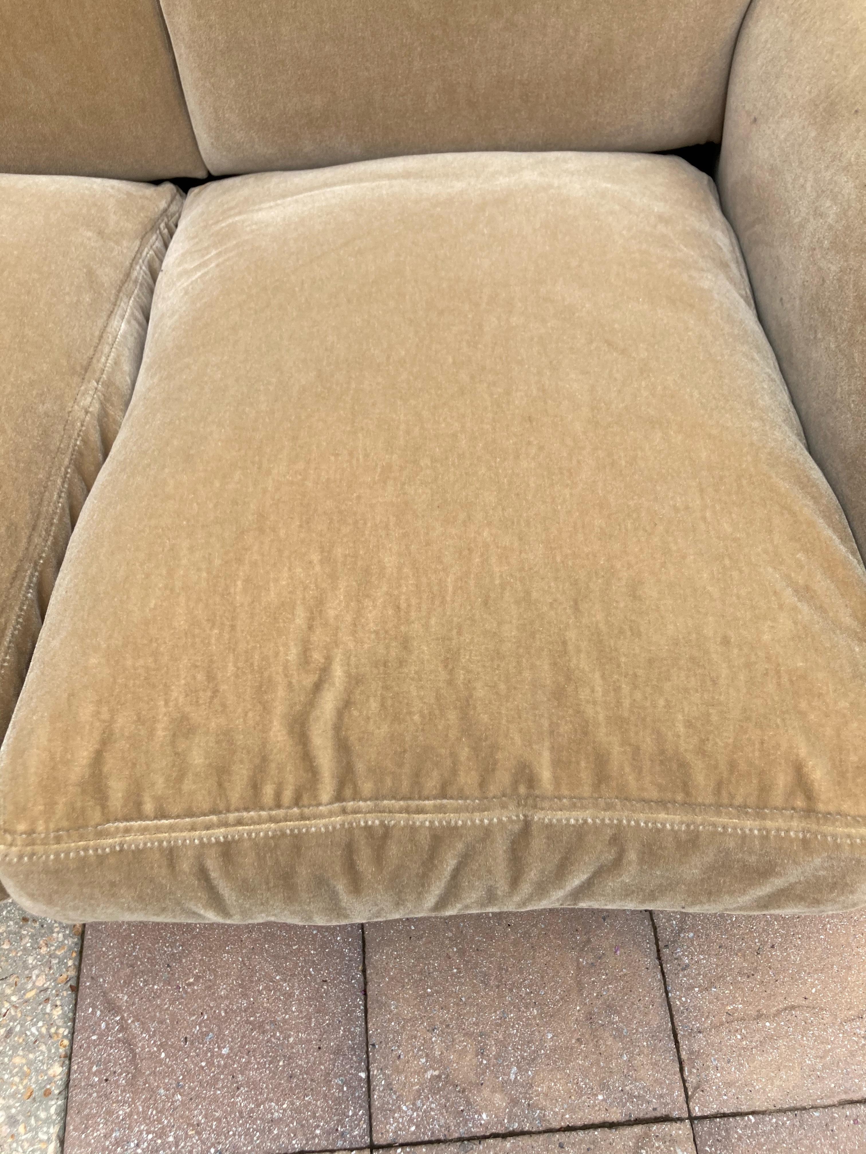 Classic George Smith Signature Scroll Arm Camel Mohair Sofa 2