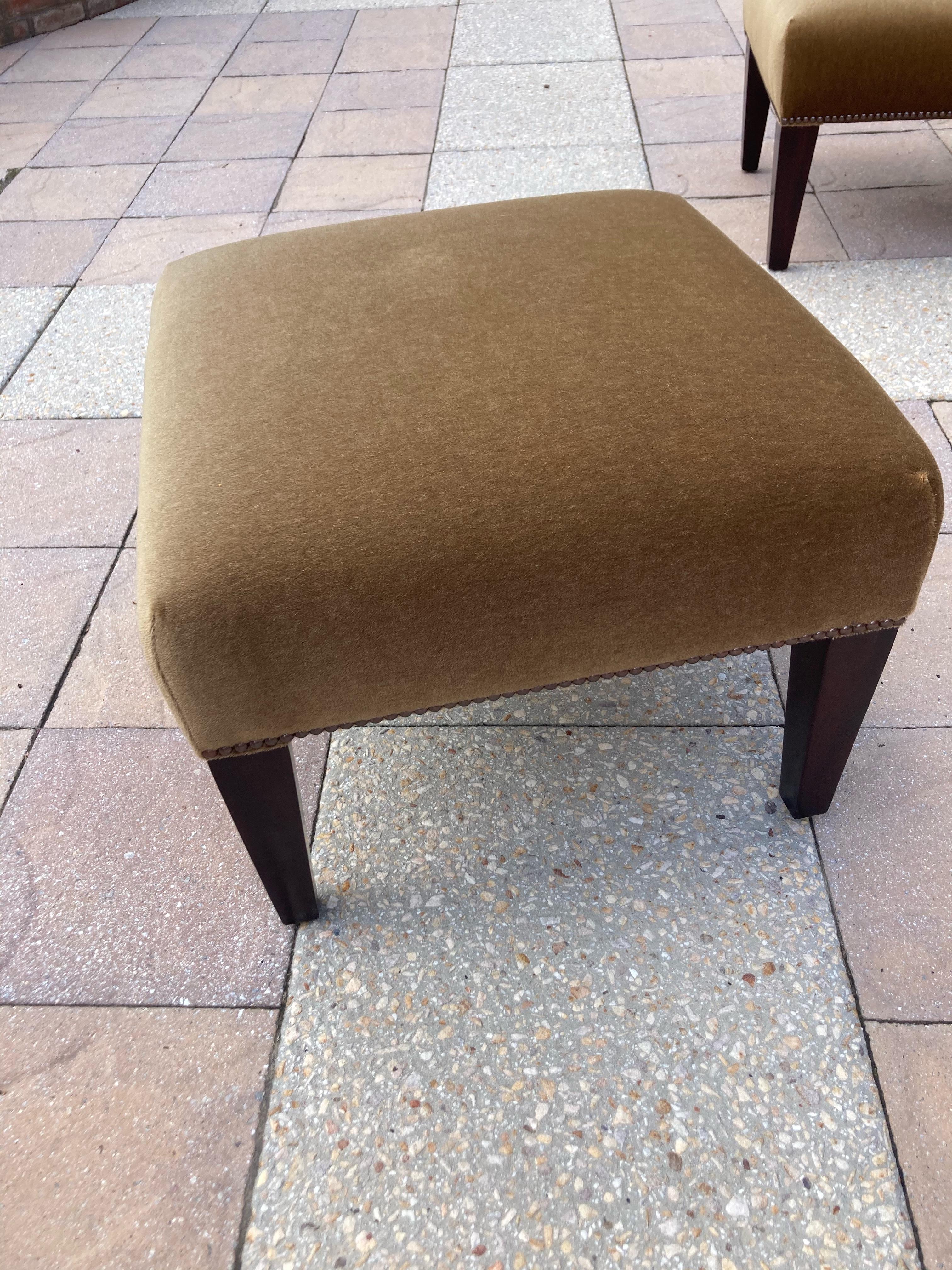 Classic George Smith Signature Scroll Arm Camel Mohair Sofa 4