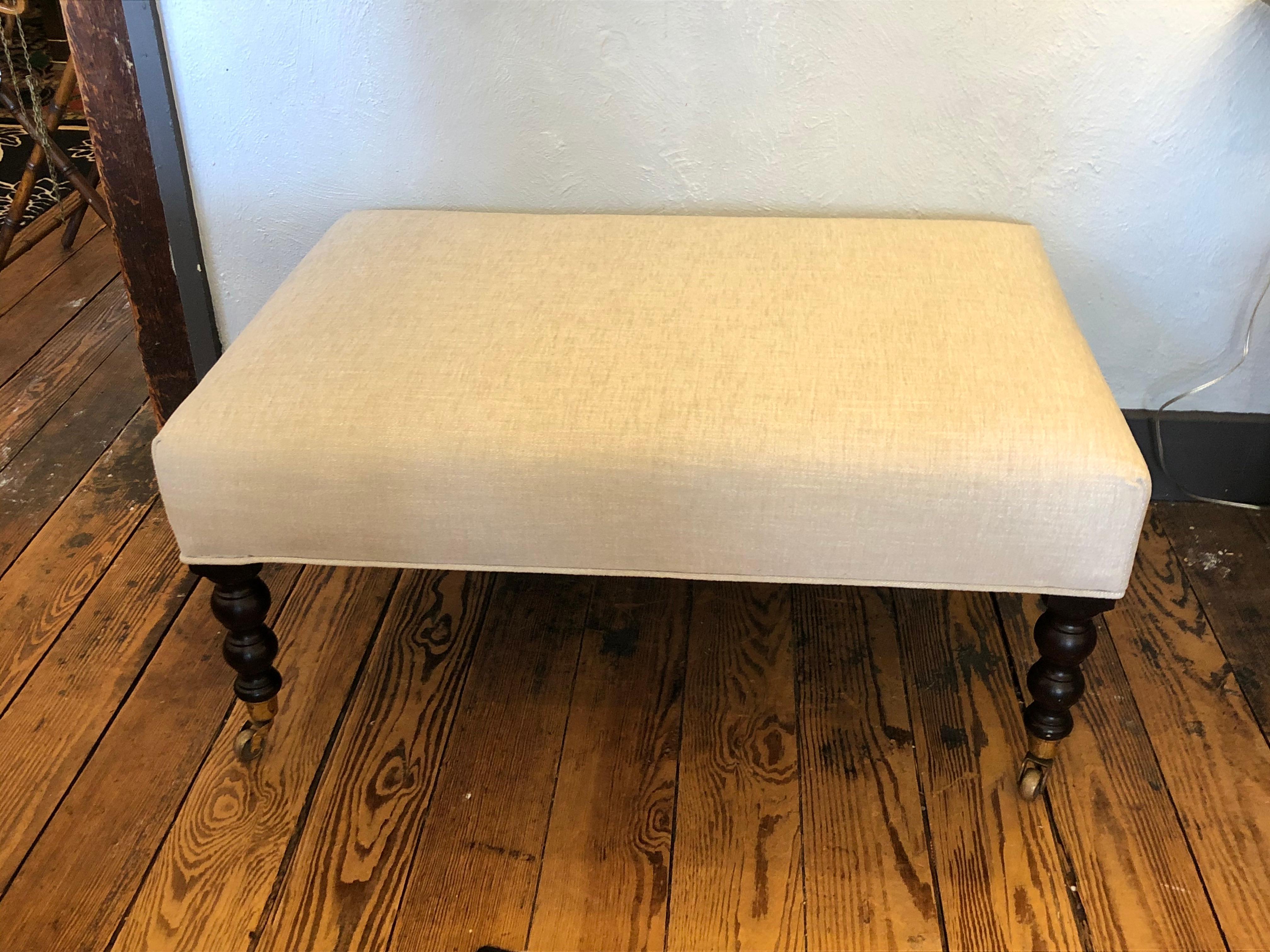 Contemporary Classic George Smith Style Chenille Ottoman Coffee Table