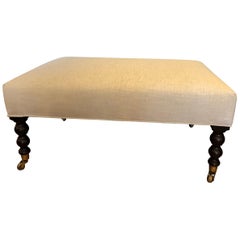 Classic George Smith Style Chenille Ottoman Coffee Table