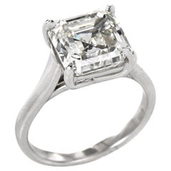 Classic GIA 5.49cts Square Emerald-Cut Diamond Engagement Ring