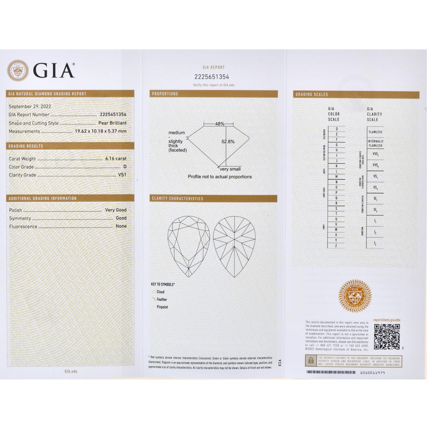 Klassischer GIA 6,16 Karat D-VS1 Diamant-Verlobungsring in Birnenform (Moderne) im Angebot