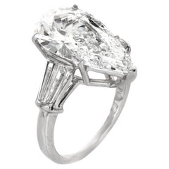Retro Classic GIA 6.16cts D-VS1 Diamond Pear Shape Engagement Ring