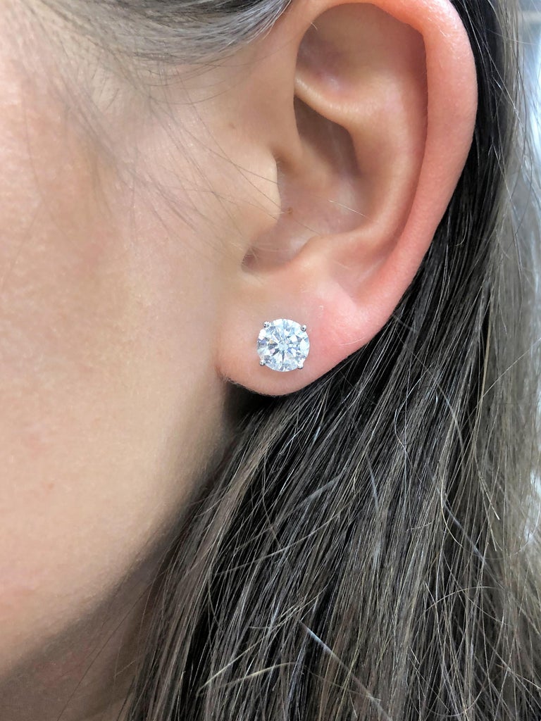 Classic GIA Certified 4.00 Carat Diamond Stud Earrings