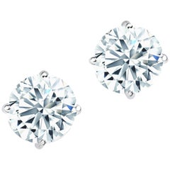 Classic GIA Certified 4.00 Carat Diamond Stud Earrings