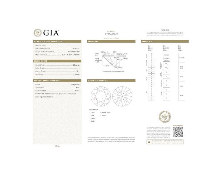 Classic GIA HI SI 4.03 Carats Diamond Studs 18k Gold Earrings For Sale