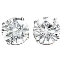 Clous d'oreilles classiques en or 18 carats avec diamants 4,03 carats certifiés GIA H-I SI