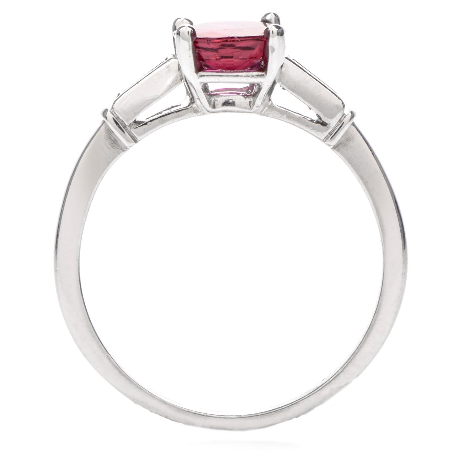 Classic GIA Ruby Diamond Platinum Engagement Ring 2