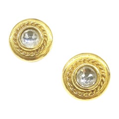 Classic gilt metal and large paste earrings, Chanel, France, 1980s