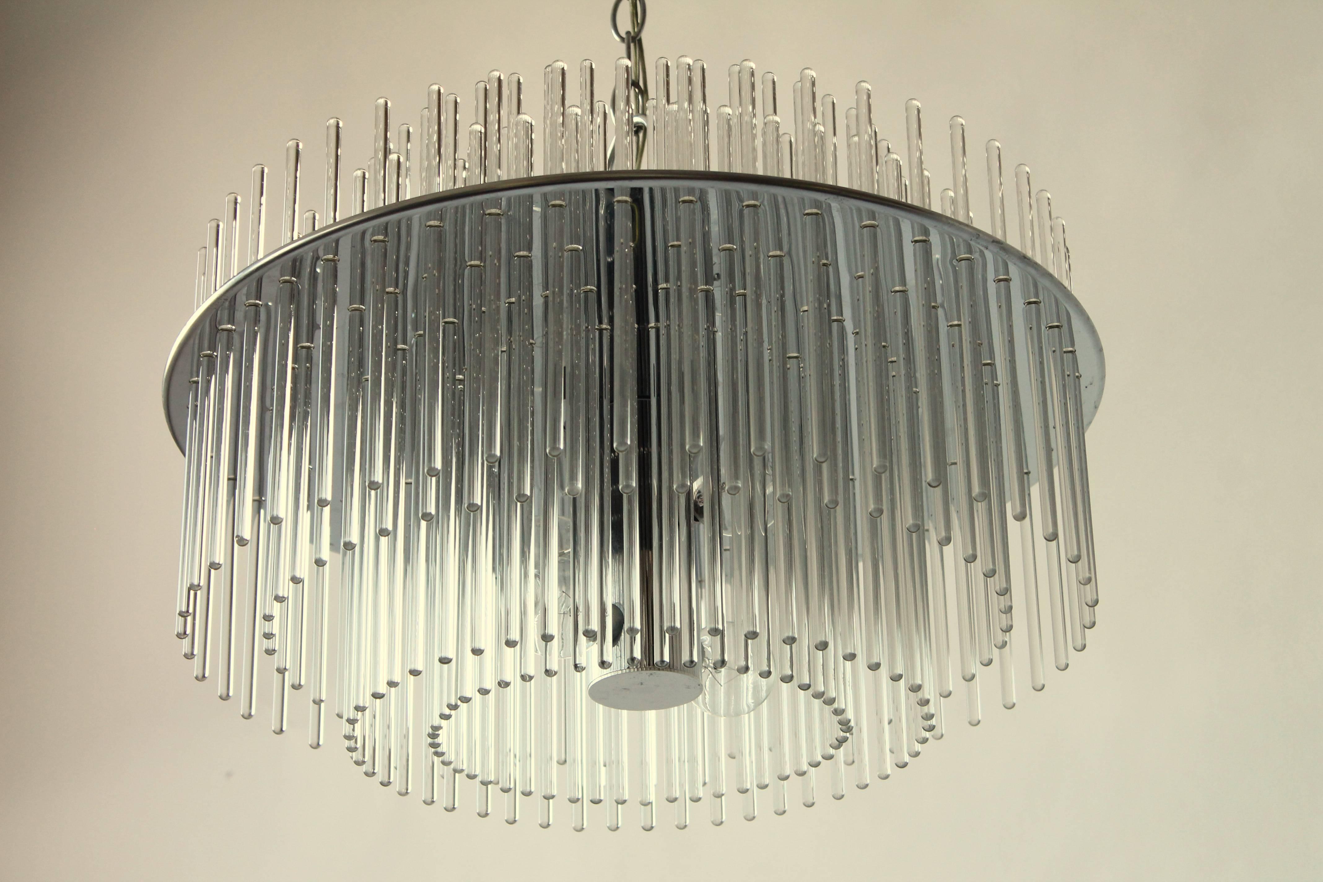 Plated Classic Glass Rod Chandelier from Lightolier, 1980s, USA