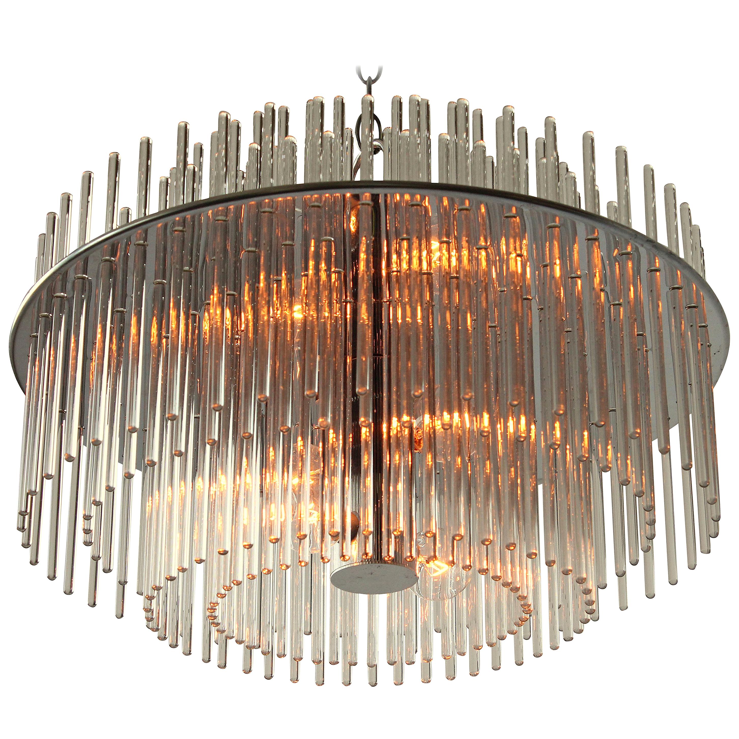 Classic Glass Rod Chandelier from Lightolier, 1980s, USA