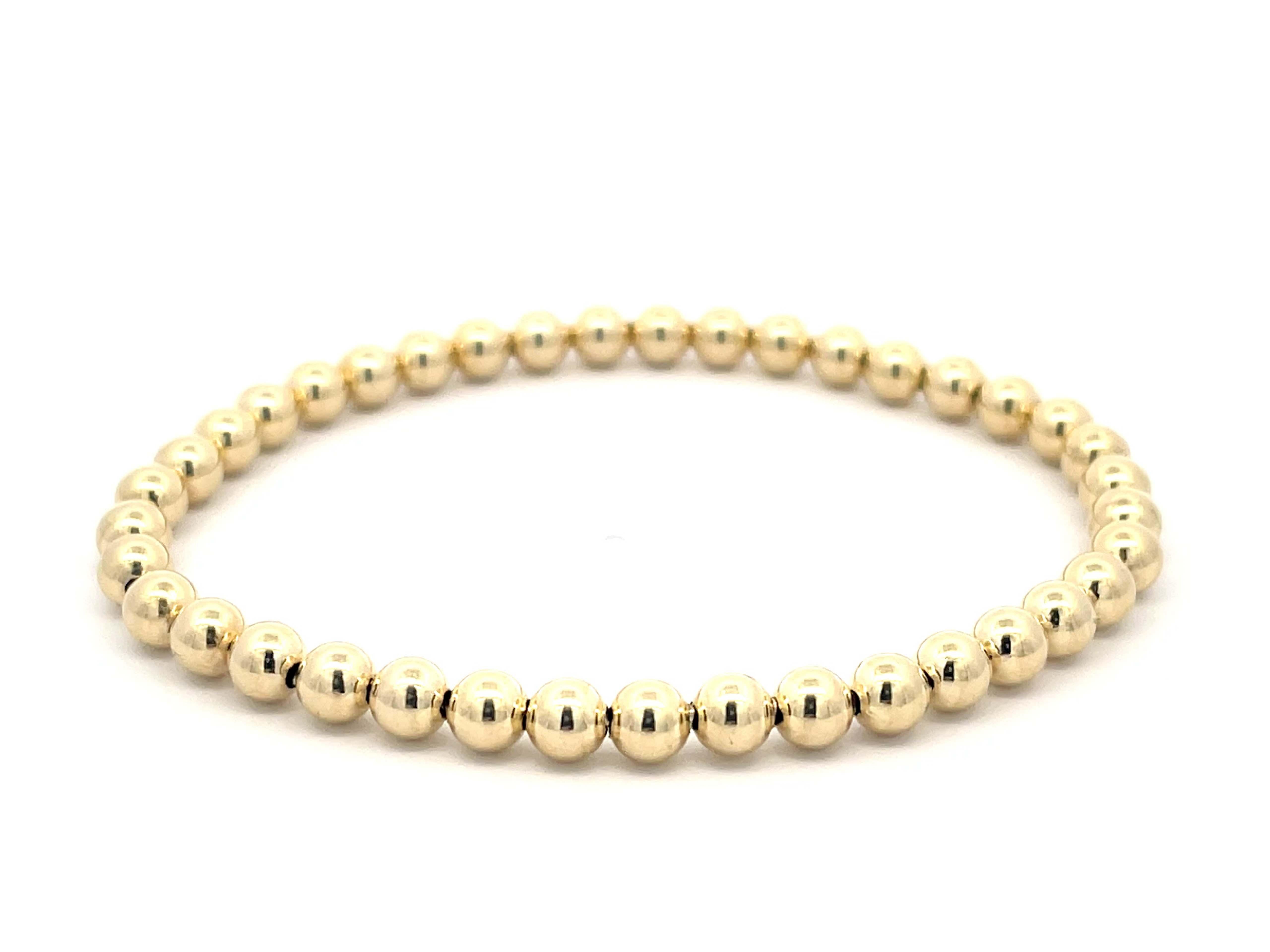 Modern Classic Gold Bead Bracelet in 14k Yellow Gold For Sale