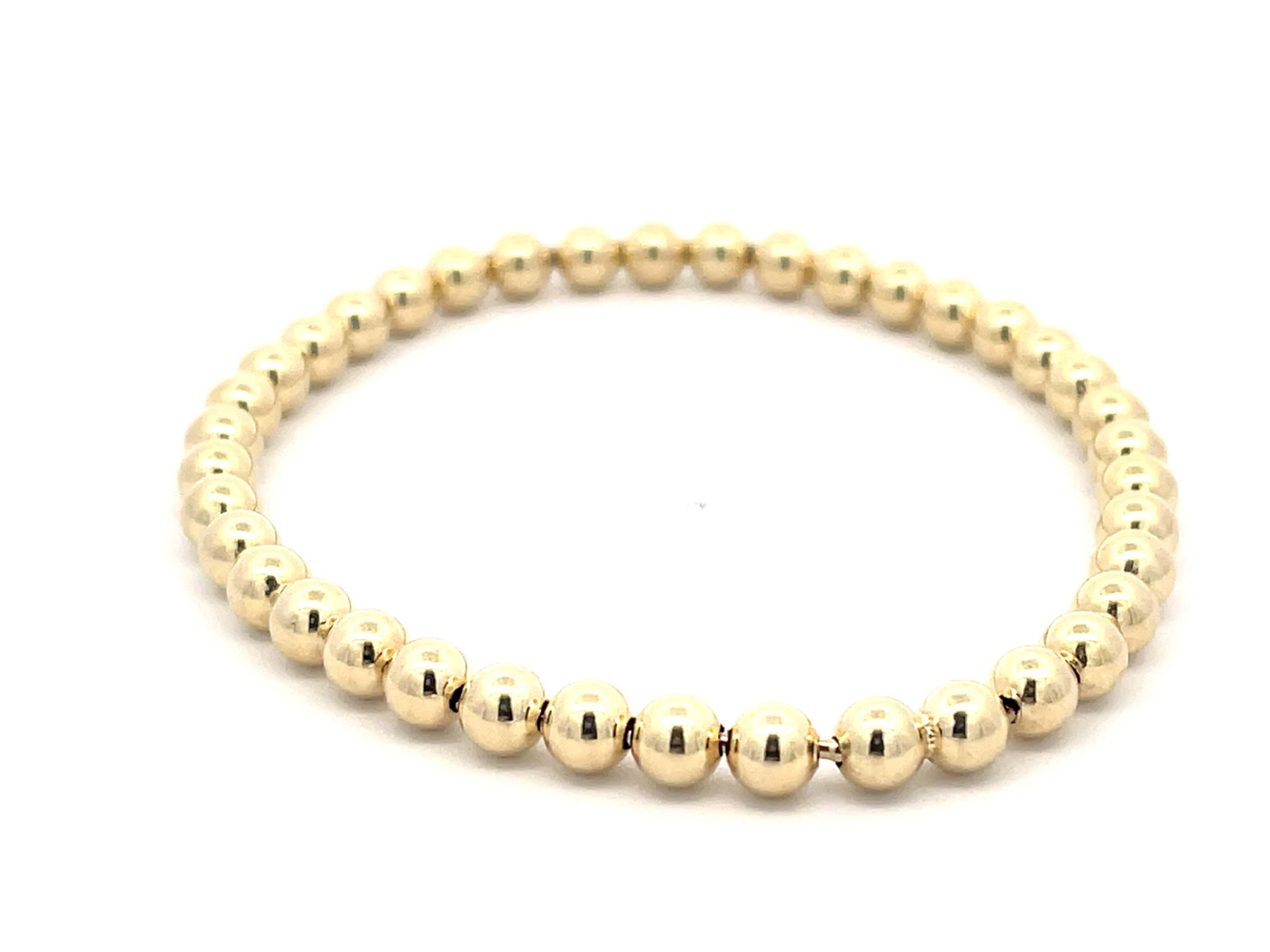 Classic Gold Bead Bracelet in 14k Yellow Gold In New Condition For Sale In Honolulu, HI