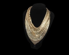 Classic Gold Chain Mail Bib Necklace by Designer Whiting and Davis